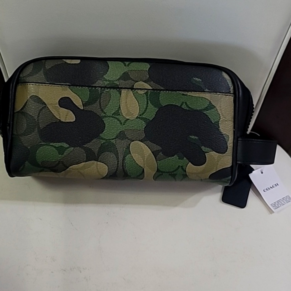 Coach Black and Green Camouflage Toiletry Bag